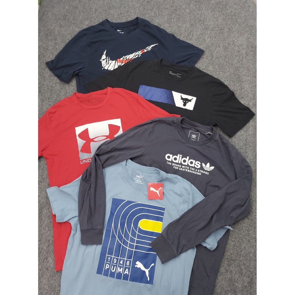 Lot 5 NIKE UNDER ARMOUR ADIDAS PUMA Shirt Mens Medium Graphic Tee Long Short Slv